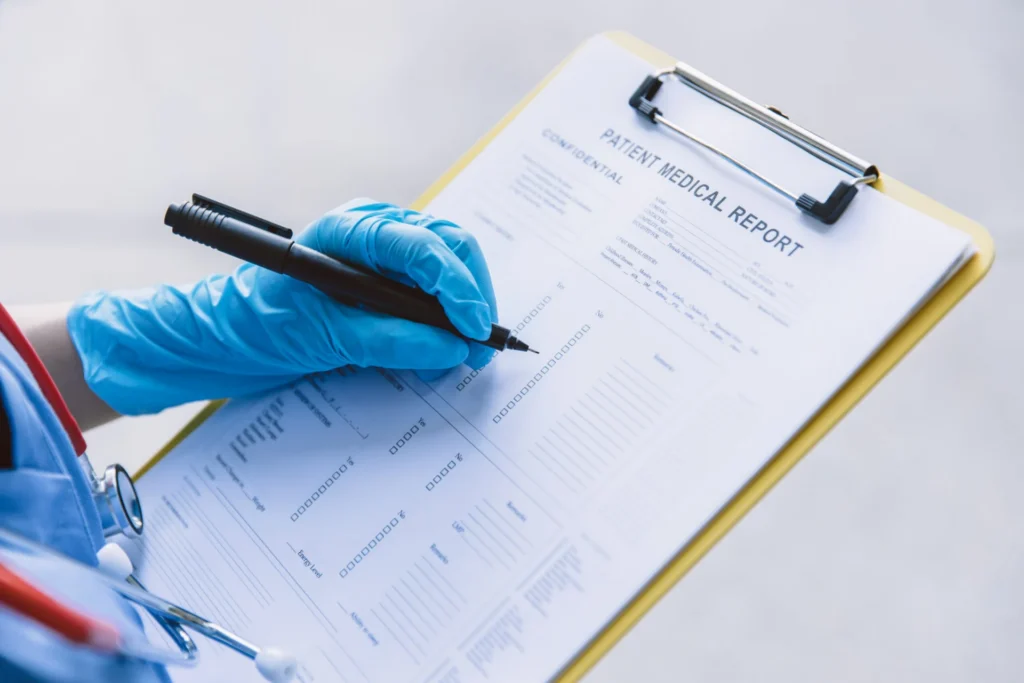 Medical record being written