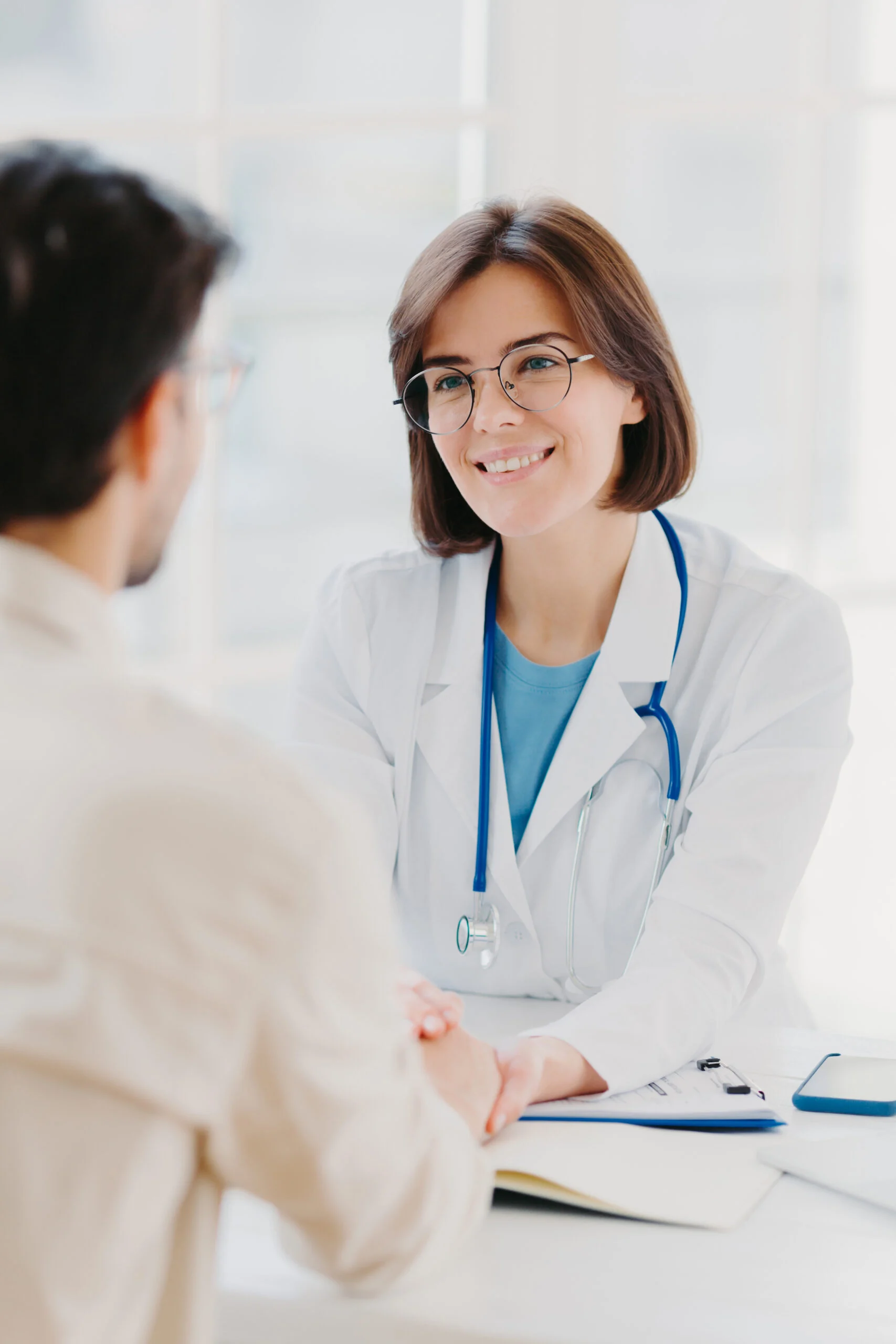 a doctor smiling